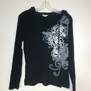 Black Long Sleeve Shirt With Hood